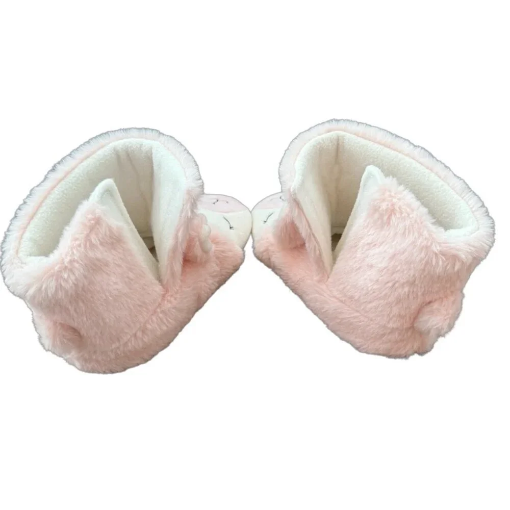 Cat & Jack Llama Animal Face Bootie Slippers Plush Pink Girls XL 11/12